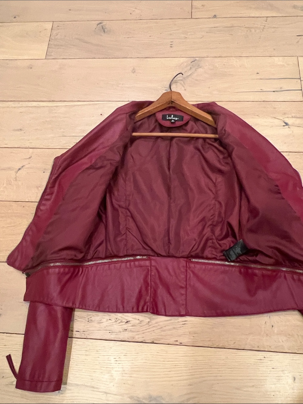 Lulu's Raspberry Faux Leather Moto Jacket - Picture 6 of 7